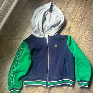Lacoste Green and Blue Color-Blocked Hoodie